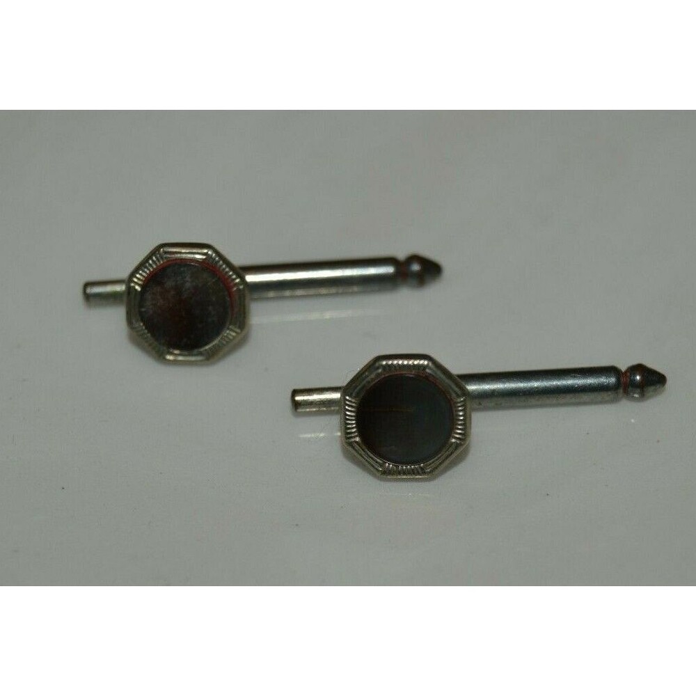 Vintage Octagon Art Deco Abalone Mother of Pearl Shell Gray Cuff Links Rare